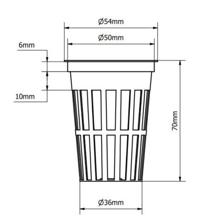 50mm Net Pot - Long Type - 70mm depth
