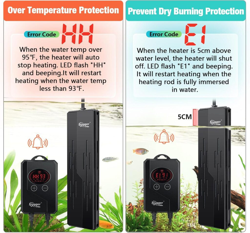 Hygger Quartz Submersible Water Heater - 800W