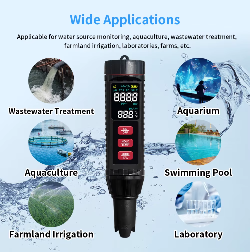 7-in-1 Digital Water Quality Test Meter (EC, TDS, pH, Salinity, S.G., ORP & Temperature)