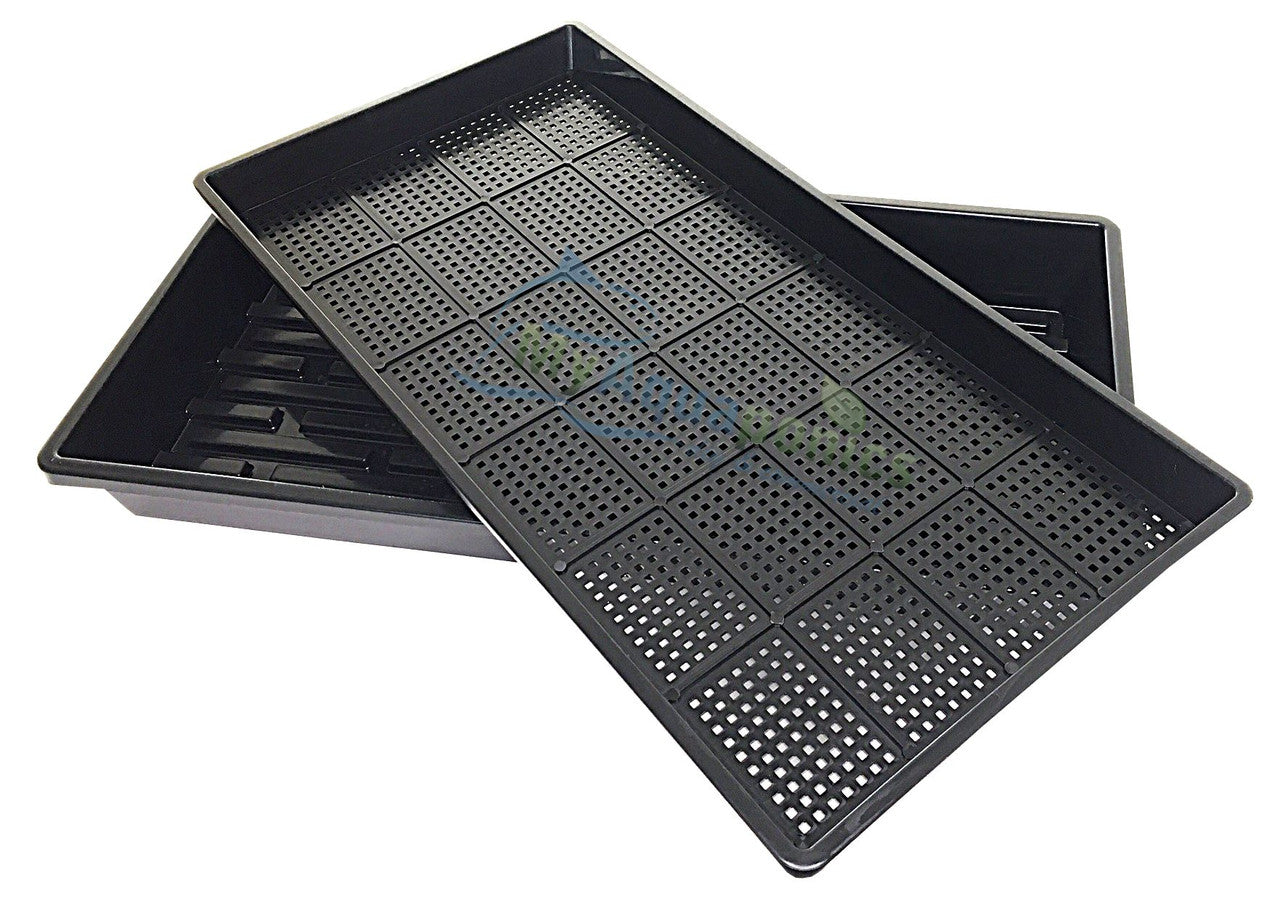 Sprouting mesh tray on 5cm deep microgreens tray without holes