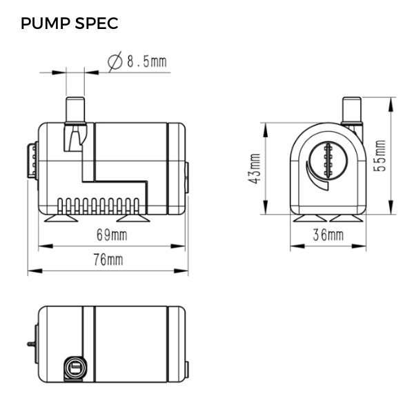 Three fountain nozzle variations with extension pipes