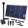 2000 L/h solar pond pump showing fountain nozzles and extender pipes