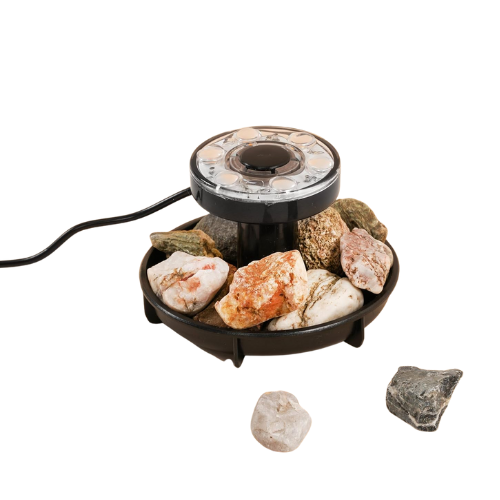 Three removable LED spotlights with stone-fillable weighted bases