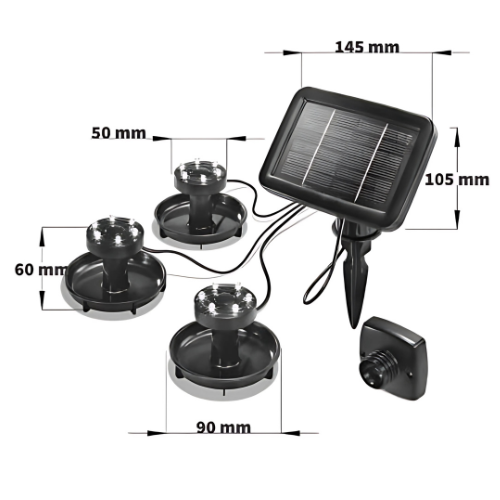 Solar panel for the underwater pond light set, pole and railing mountable