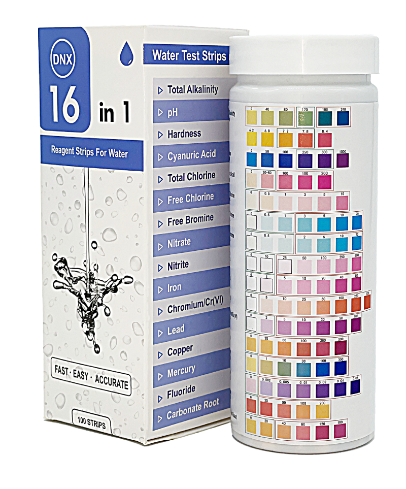 16-in-1 Professional Water Quality Test Strips - for Aquaponics - Hydroponics & Fish Ponds