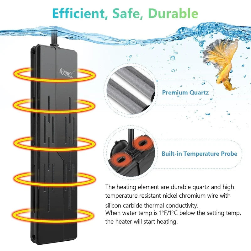 Hygger Quartz Submersible Water Heater - 1000W