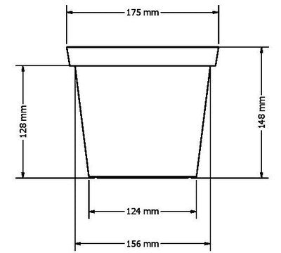17.5cm Square Black Plant Pot (3.3 litres)